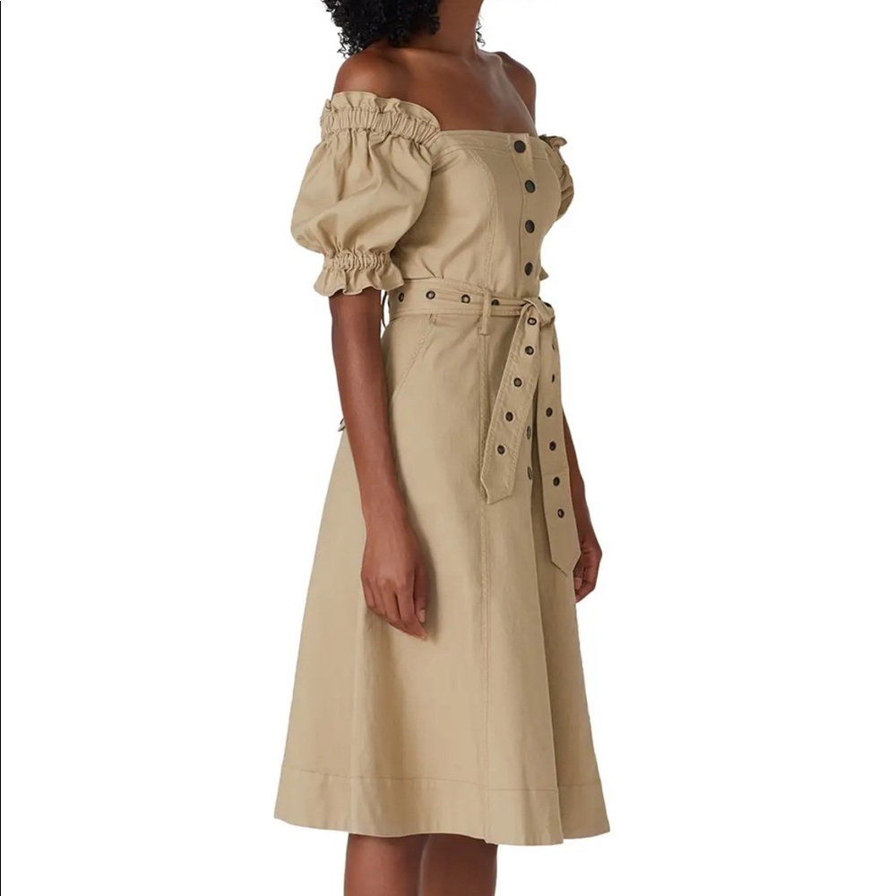 MARISSA WEBB CHARLIZE CANVAS DRESS OFF THE SHOULDER SANDSHELL SIZE 0 - Picture 2 of 8